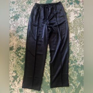 Madewell Pintucked Slim Pull-on Pants in Black Satin